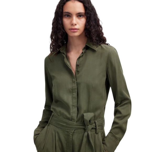 NWT Madewell Relaxed Tie Waist Wide Leg Jumpsuit | Size 10 & 12 | Army Green - Picture 2 of 12